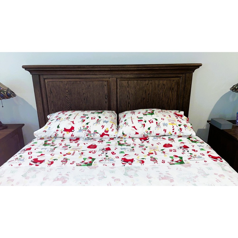 EUC Pottery Barn Kids Christmas Advent Countdown Flannel Sheets Twin 3 pc Set